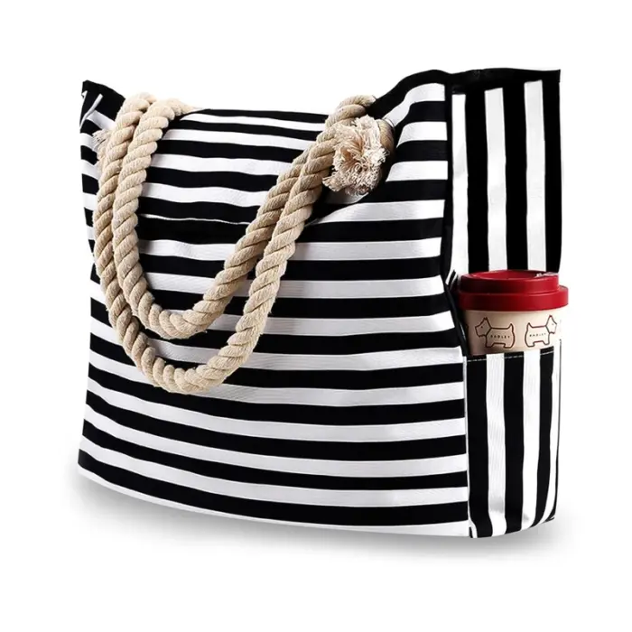 Casual Striped Canvas Bags For Women - Image 1