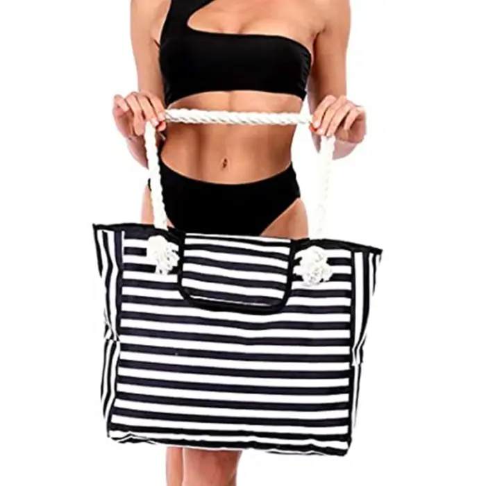 Casual Striped Canvas Bags For Women - Image 3