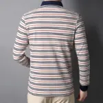 Striped Long-Sleeve Polo Shirts For Men - Image 3