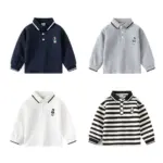 Basic Long Sleeve Polo Shirts For Boys - Image 2