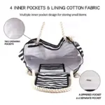 Casual Striped Canvas Bags For Women - Image 5