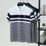 Striped Pure Cotton Polo Shirts For Men - Image 3