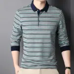 Striped Long-Sleeve Polo Shirts For Men