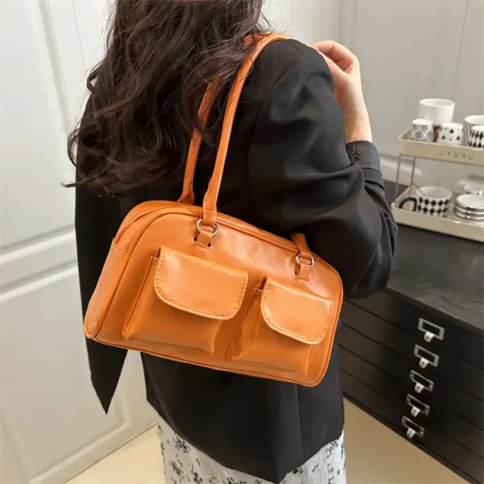 Casual Double Pocket Shoulder Bags For Women - Image 3