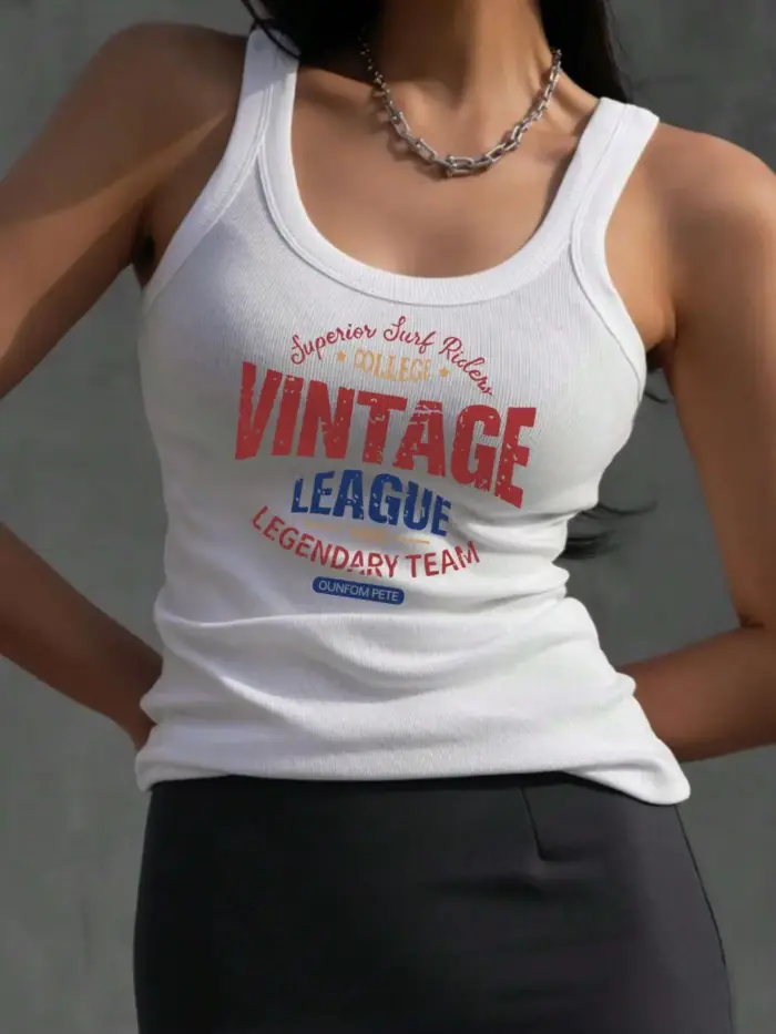 Vintage League Tank Tops For Women - Image 2
