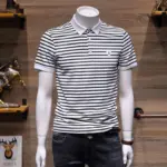 Embroidery Striped Polo Shirts For Men - Image 2