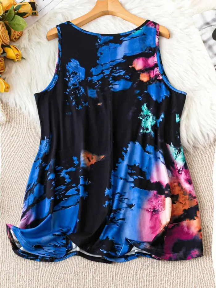 Casual Tie Dye Sleeveless Tops For Women - Image 5