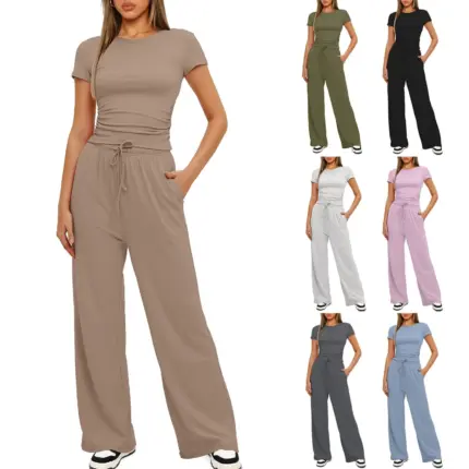 Casual Wide Leg And T-Shirt For Women