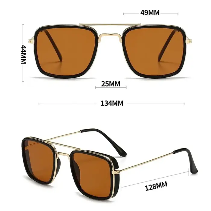 Metal Square Frame Sunglasses For Men - Image 6
