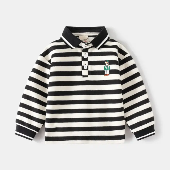 Basic Long Sleeve Polo Shirts For Boys - Image 3