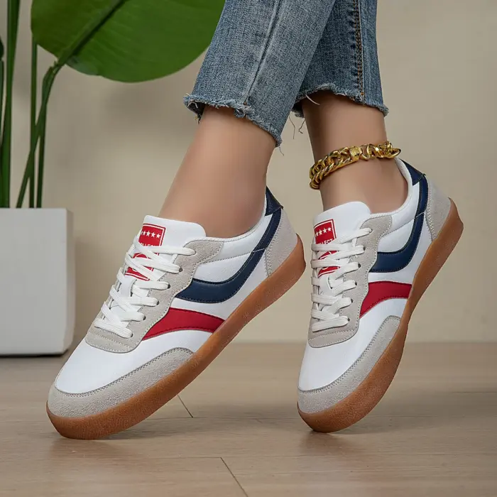 Casual PU Leather Sneakers For Women - Image 4