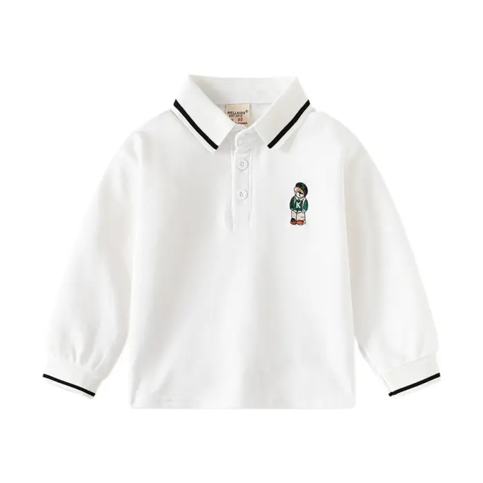 Basic Long Sleeve Polo Shirts For Boys - Image 1
