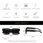 Trendy UV400 Square Frame Sunglasses For Men - Image 6