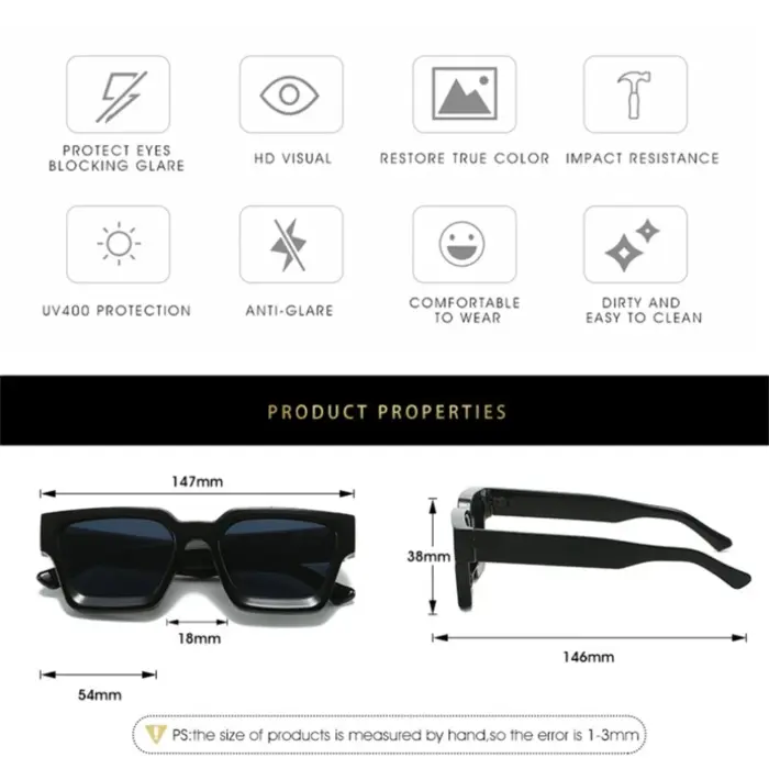 Trendy UV400 Square Frame Sunglasses For Men - Image 6