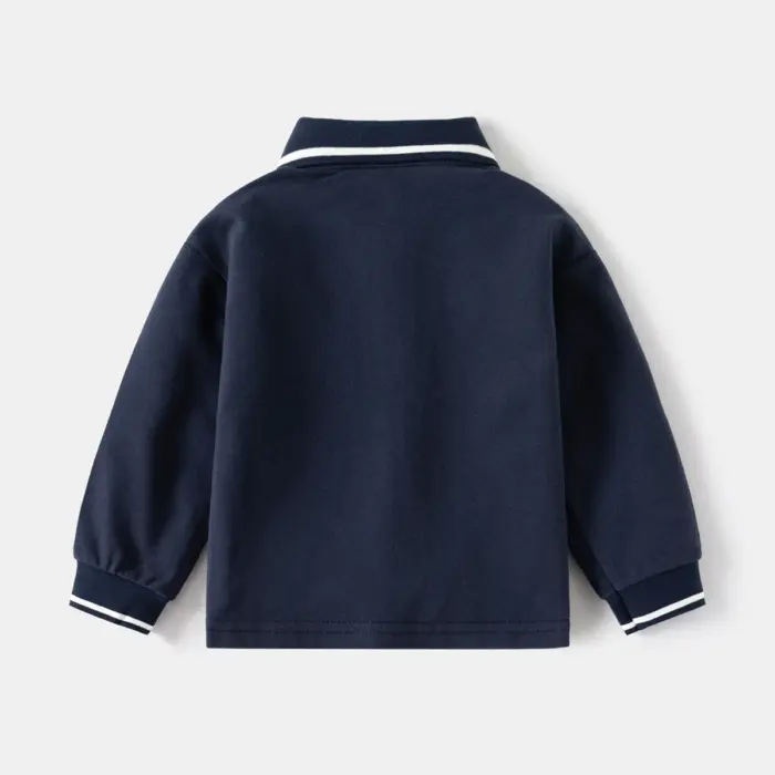 Basic Long Sleeve Polo Shirts For Boys - Image 4