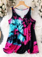 Casual Tie Dye Sleeveless Tops For Women