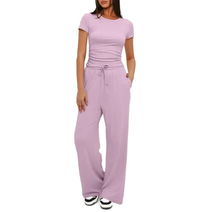 Casual Wide Leg And T-Shirt For Women - Image 2