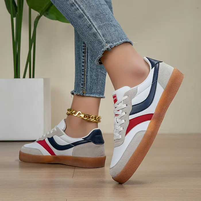 Casual PU Leather Sneakers For Women - Image 5