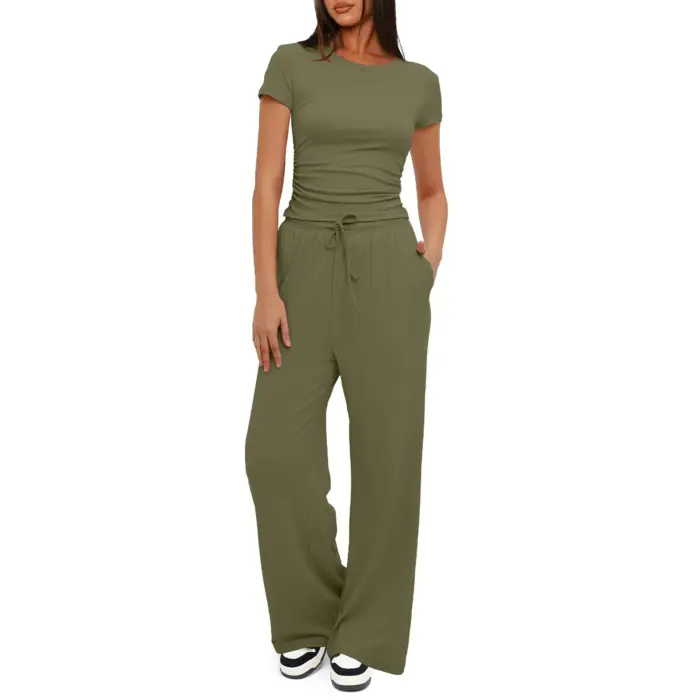 Casual Wide Leg And T-Shirt For Women - Image 6