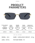 Rimless Rectangle Sunglasses For Men - Image 6