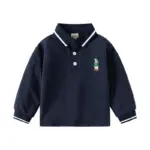 Basic Long Sleeve Polo Shirts For Boys - Image 5