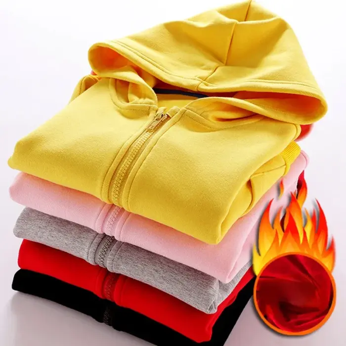 Casual Zipper Fleece Hoodies For Kids - Image 1