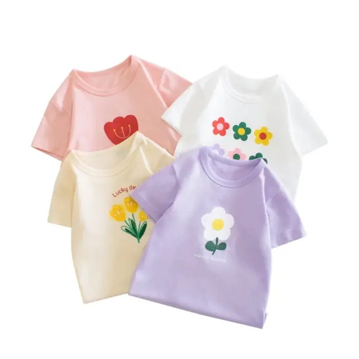 Casual Flower T-shirts For Girls - Image 1
