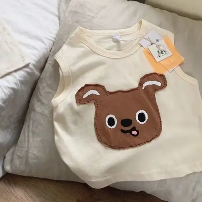 New Cotton Dog Sleeveless T-Shirts For Kids - Image 3