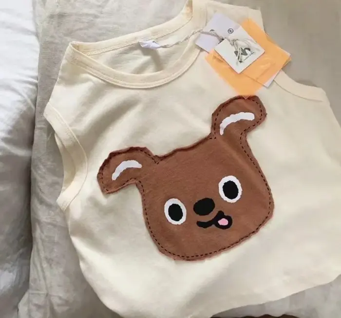 New Cotton Dog Sleeveless T-Shirts For Kids - Image 4