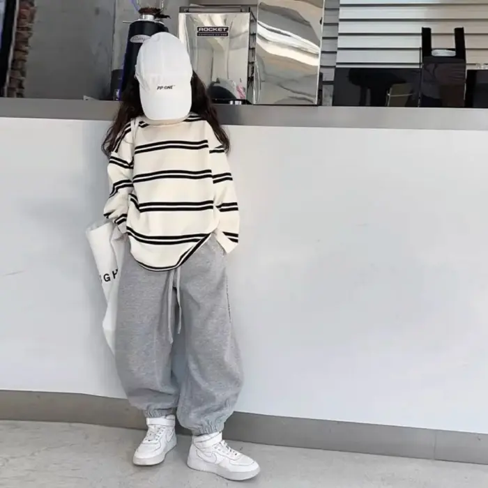 Casual Striped Tracksuit For Girls - Image 2