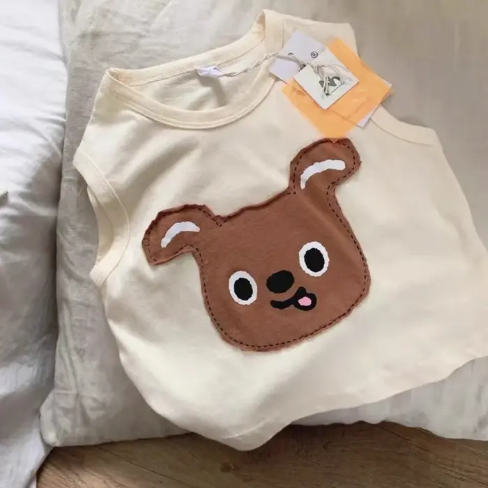 New Cotton Dog Sleeveless T-Shirts For Kids - Image 2
