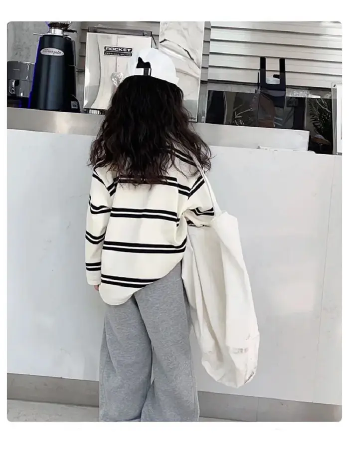 Casual Striped Tracksuit For Girls - Image 3