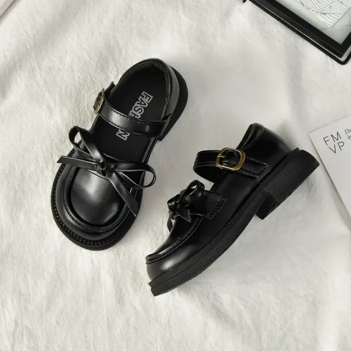 Non-Slip Bow School Shoes For Girls - Image 3