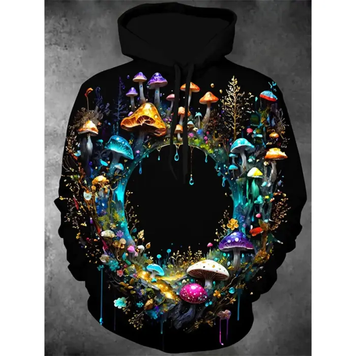 Oversized Holographic Mushrooms Hoodies For Men - Image 2