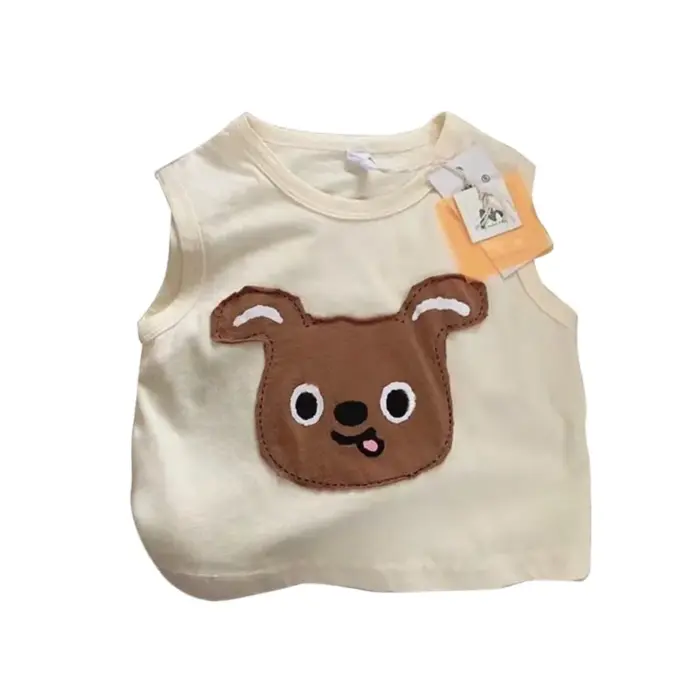 New Cotton Dog Sleeveless T-Shirts For Kids - Image 1
