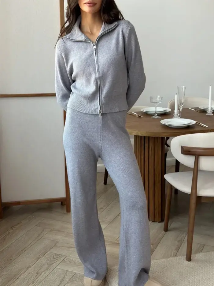 Soft Wide Leg Trousers Set For Women - Image 6