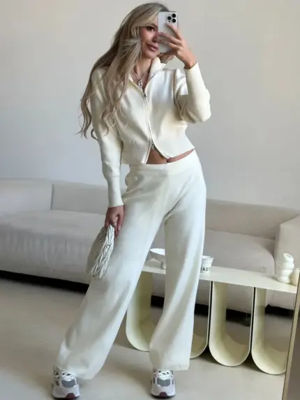 Soft Wide Leg Trousers Set For Women