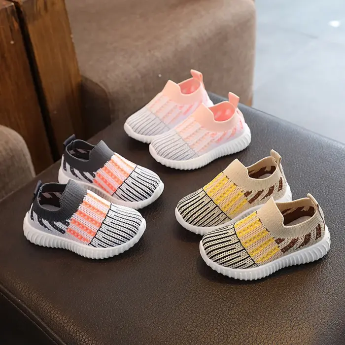 Casual Striped Slip-On Sneakers For Kids - Image 1